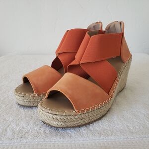 GC Shoes orange leather with elastic band womens shoes size 8